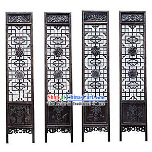 Black Sandalwood Antique Style Folding Screen