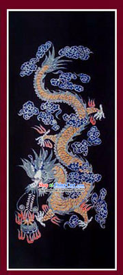 China Hand Made Batik Hanging by Miao Tribe-Ancient Dragon