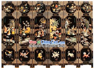 Chinese Hand Made Lacquer Ware Screen-Shi Xiangyun