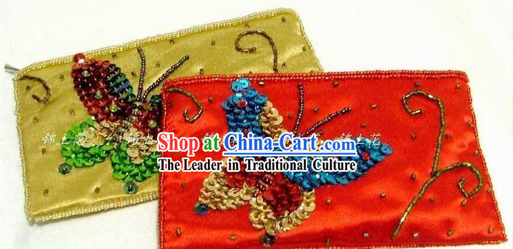 Chinese Hand Made Long Brocade Butterfly Purse