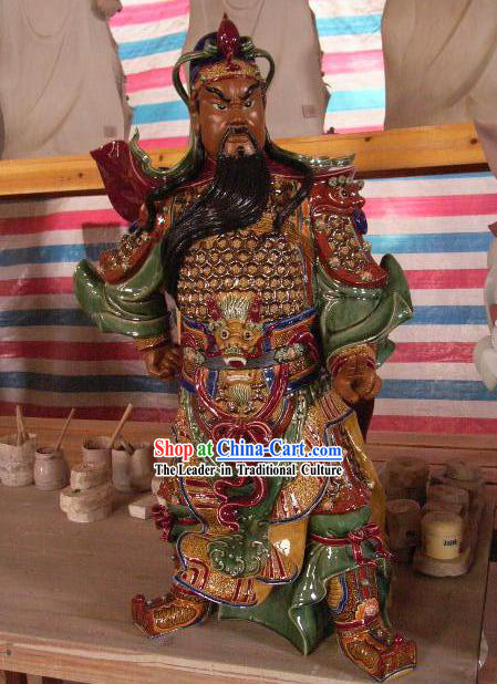 Chinese Classical Shiwan Ceramics Gwan Gong Statue