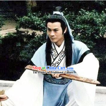 Chinese Ancient Swordsman Long Wig Set