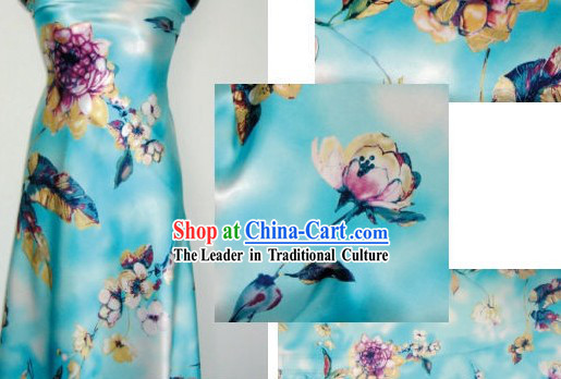 Chinese Pure Silk Flower Fabric