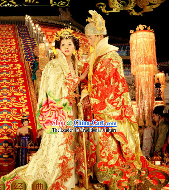 Chinese Emperor and Empress Wedding Dress 2 Complete Sets