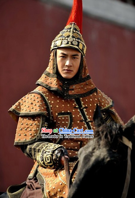 Ancient Qing Dynasty Prince Armor and Helmet Complete Set