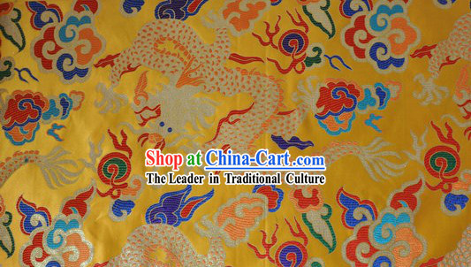 Chinese Yellow Dragon Brocade Fabric