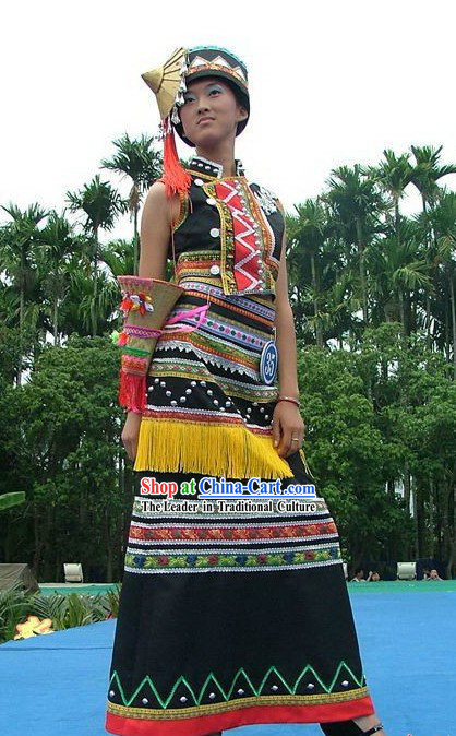 Lagu Minority Traditional Costume and Hat Complete Set