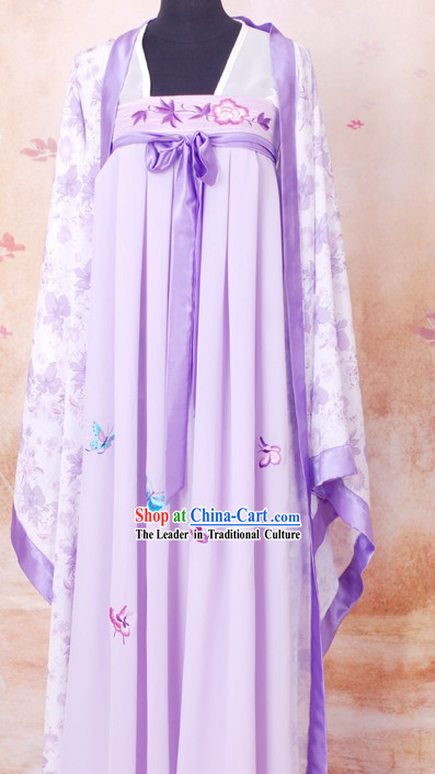 Tang Dynasty Embroidered Butterfly Purple Princess Dress