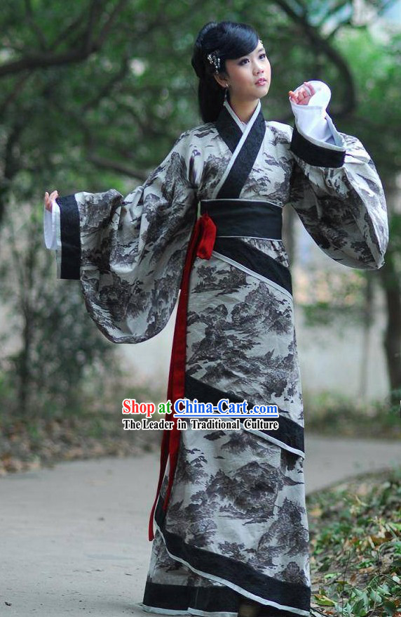 Ancient Landscape Painting Beauty Hanfu Clothing Complete Set