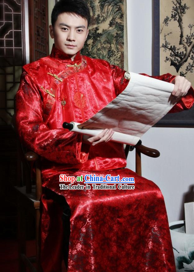 Traditional Chinese Red Wedding Clothing for Men