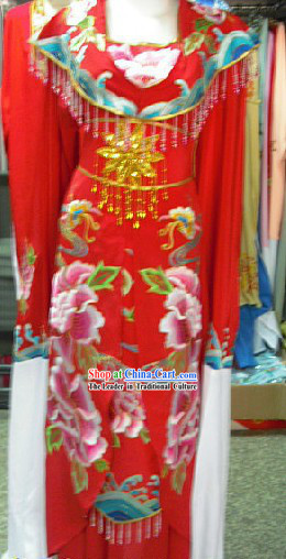 Chinese Classic Embroidered Peony Wedding Dress for Women