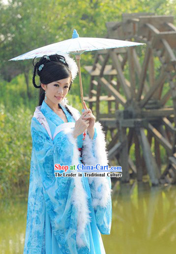 Ancient Chinese Chang Er Female Blue Moon Fairy Costumes