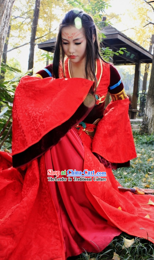 Chinese Classic Red Princess Costume Complete Set for Women