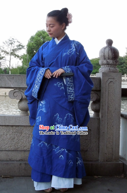 Hand Painted Moutain and Flower Quju Hanfu Clothing for Women