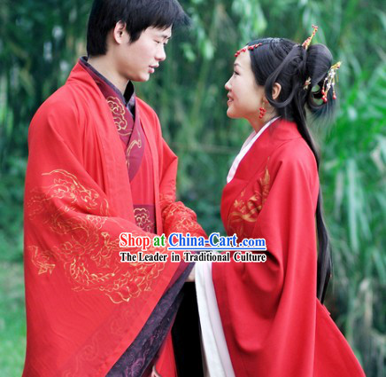 Ancient Chinese Wedding Dresses 2 Sets for Men and Women