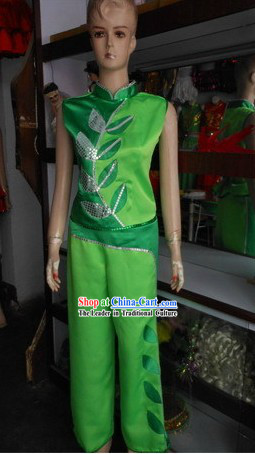 Green Leaf Fan Dance Costumes for Women