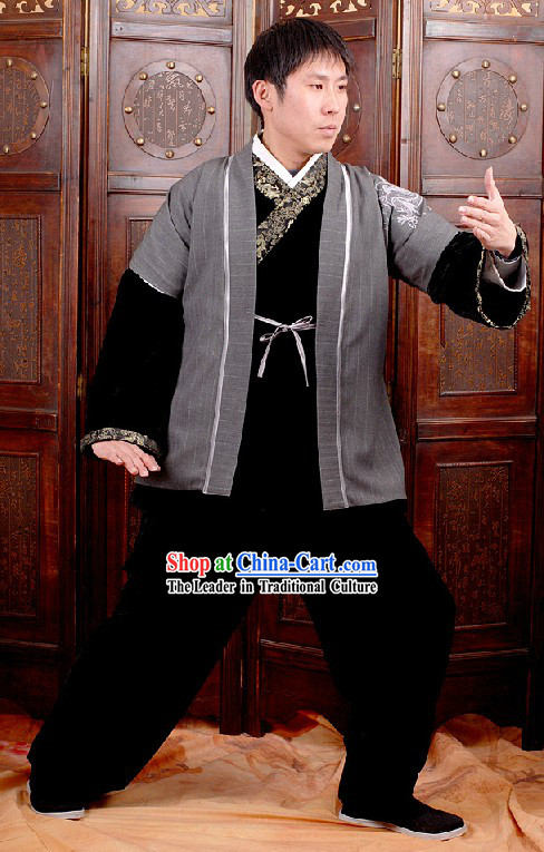 Traditional Kung Fu Embroidered Dragon Uniform for Men