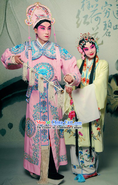 Chinese Beijing Opera Dan and Sheng Costumes Two Complete Sets for Men and Women