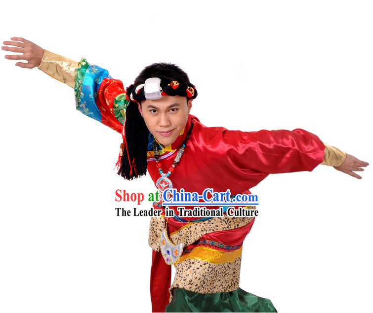 Traditional Chinese Tibetan Clothing and Hair Accessories for Men