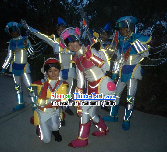 Custom Made EL Wire Luminous Performance Costumes Complete Set