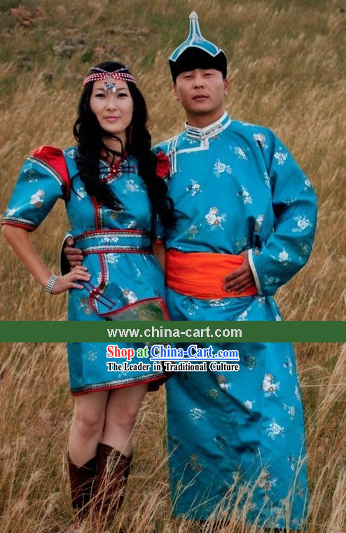 Traditional Chinese Mongolian Clothing and Hat for Men and Women