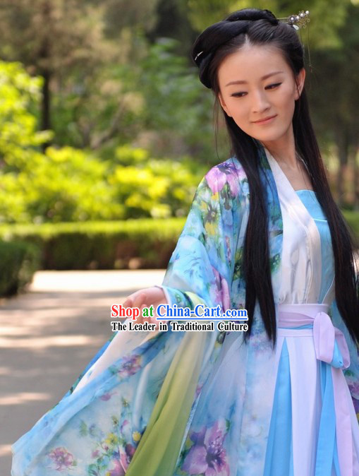 Ancient Chinese Hanfu Style Flowery Clothes for Women