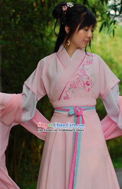 Han Dynasty Embroidered Flower Clothes for Girls