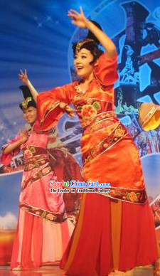 Stage Performance Classical Dancing Costume and Headwear Complete Set for Women