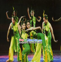 Traditional Chinese Shan Ye Xiao Qu Nature Dancing Costumes and Headpieces Complete Set for Women