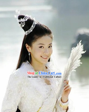 Traditional Ancient Chinese Fairy Headdress and Wig Set