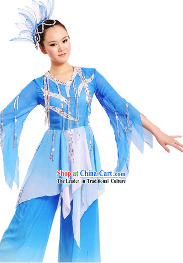 Traditional Chinese Dance Costumes and Headdress for Women