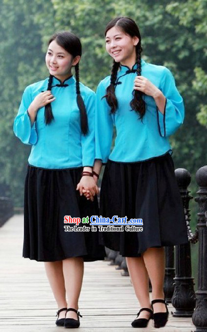 Chinese Minguo Student Stage Performance Costumes for Women