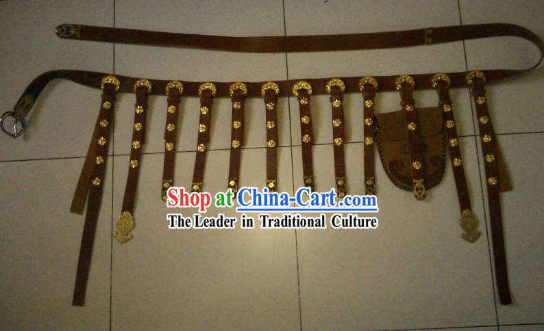 Ancient Chinese Handmade Leather Hanfu Clothing Belt for Men