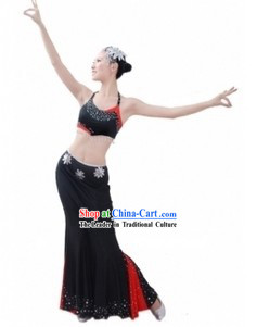 Traditional Chinese Dai Tribe Dance Costumes and Headpiece for Women