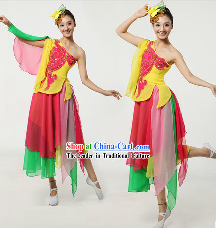 Chinese Classical Dance Dresses and Headpiece for Women