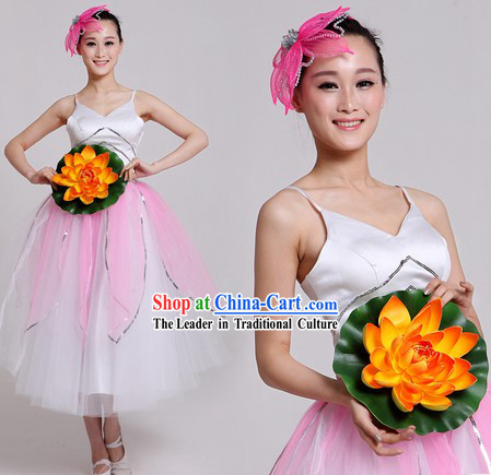 Chinese Classical Flower Dance Clothes and Headpiece for Women