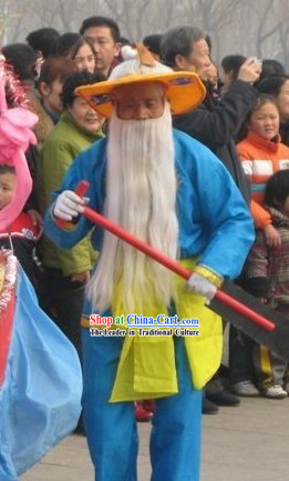 Blue Grandfather Farmer Parade Costume and Hat for Men