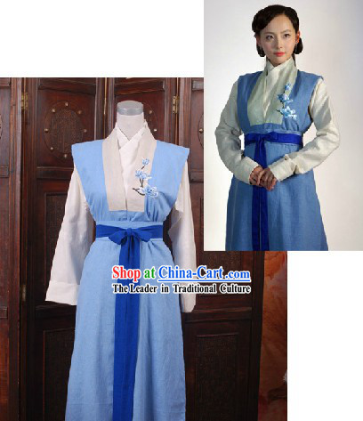 Ancient Chinese Ming Dynasty Qing Cheng Xue Embroidered Flower Han Fu Clothing for Women