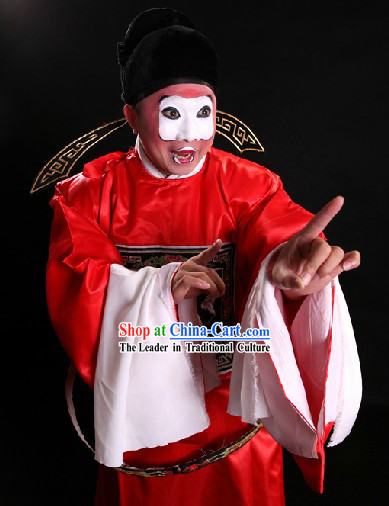 Red Chinese Ancient Official Costumes and Hat for Men