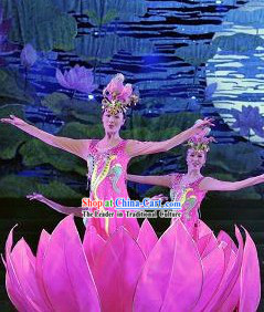 Pink Lotus Dream Dance Costume Headwear and Lotus Prop Complete Set