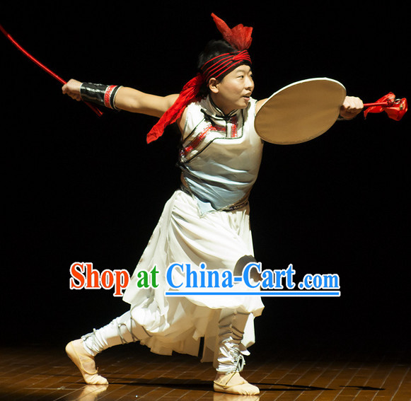 Professional Drum Dance Costumes and Headwear Complete Set