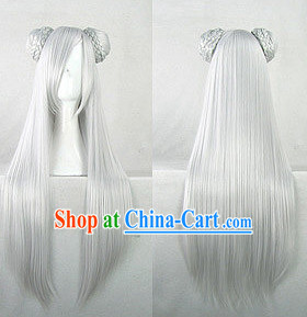 Ancient Chinese Fairy Cosplay White Wig for Girls