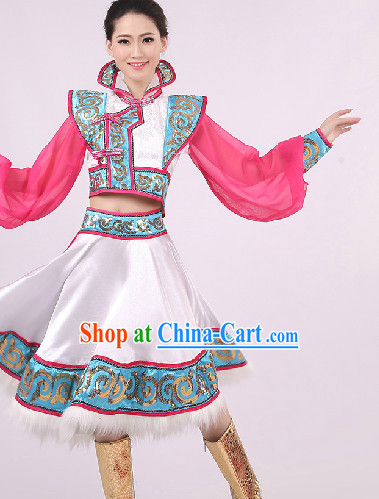 Big Festival Celebration Stage Mongolian Dance Costumes Complete Set for Girls