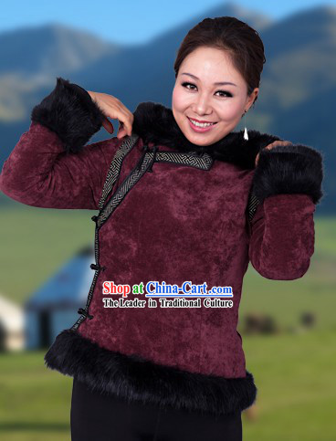 Traditional Chinese Mongolian Winter Jacket for Women