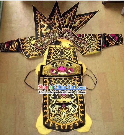 Traditional Chinese Embroidered Dragon Armor Da Kao Costume Complete Set for Kids