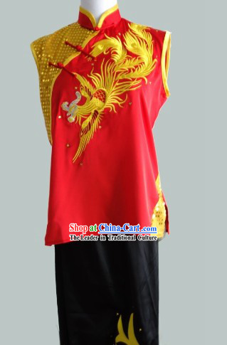 Gold Dragon Embroidery Sleeveless Southern Fist Nanquan Uniform Complete Set