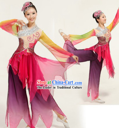 Ai Lian Shuo Lotus Legend Classical Dance Costumes and Headwear Complete Set