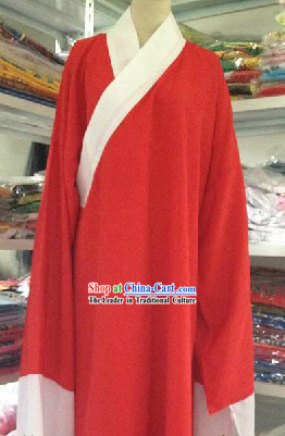 Traditional Chinese Red Long Robe Water Sleeves Costumes