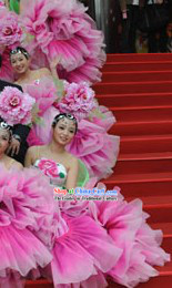 Pink Flower Dance Costume and Headdress Complete Set