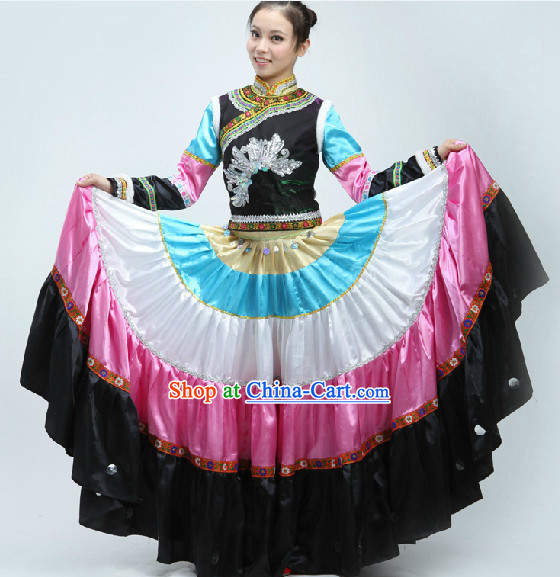 Yi Ethnic Minority Dance Costumes Clothes